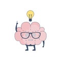 Brain Has And Idea Comic Character Representing Intellect And Intellectual Activities Of Human Mind Cartoon Flat Vector