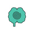Brain, Head, Hypnosis, Psychology  Flat Color Icon. Vector icon banner Template Royalty Free Stock Photo