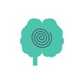 Brain, Head, Hypnosis, Psychology Flat Color Icon. Vector icon banner Template