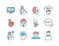 Brain health RGB color icons set