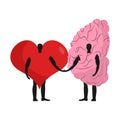 Brain and heart friends. Friendship love and reason