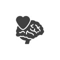 Brain with a heart vector icon Royalty Free Stock Photo
