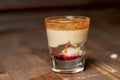 Brain Hemorrhage shot cocktail with schnapps, baileys irish cream and grenadine