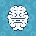 Brain human organ with gears pattern line style icon