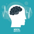 Brain human profile head, mental health design