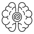 Brain hypnosis icon, outline style