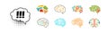 Brain Icon as Smart Idea and Solution Thinking Vector Set