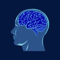 Brain icon. Head profile. Illustration for human anatomy. Sign of logic and analysis. Problem solving symbol. Vector Royalty Free Stock Photo