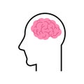 Brain icon in head. Sign of a thinking person. smart guy symbol. wiseacre icon Royalty Free Stock Photo