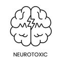 A brain icon in vector, split with a zigzag lightning bolt, symbolizing neurotoxicity and cognitive impact, with an Royalty Free Stock Photo