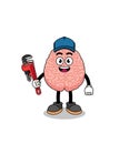 brain illustration cartoon as a plumber Royalty Free Stock Photo