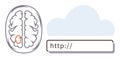 Brain, Cloud, and URL Bar Representing Technology and Cognitive Connectivity Royalty Free Stock Photo
