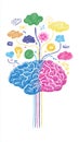 Brain illustration with vibrant colors representing creativity and cognition. Concept of learning, innovation, and Royalty Free Stock Photo