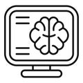Brain image monitor icon outline vector. Scan mri lab
