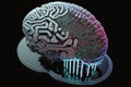Brain Implanted with Artificial Inteligence microchips. Ai brain. Human brain implanted with Ai microchip. Ai generated