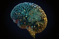 Brain Implanted with Artificial Inteligence microchips. Ai brain. Human brain implanted with Ai microchip. Ai generated