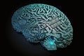 Brain Implanted with Artificial Inteligence microchips. Ai brain. Human brain implanted with Ai microchip. Ai generated