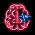 Brain Impulse neon glow icon illustration