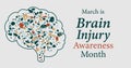 Brain Injury Awareness Month campaign banner. Observed in March. Vector banner Royalty Free Stock Photo