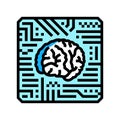 brain inside a circuit board pattern color icon vector illustration Royalty Free Stock Photo