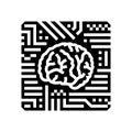 brain inside a circuit board pattern glyph icon vector illustration Royalty Free Stock Photo