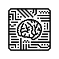 brain inside a circuit board pattern line icon vector illustration Royalty Free Stock Photo
