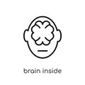 Brain inside human head icon. Trendy modern flat linear vector B Royalty Free Stock Photo