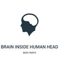 brain inside human head icon vector from body parts collection. Thin line brain inside human head outline icon vector illustration