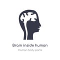 brain inside human head outline icon. isolated line vector illustration from human body parts collection. editable thin stroke Royalty Free Stock Photo