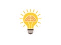 The brain inside a lamp light shining Idea for Logo Royalty Free Stock Photo