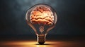 Brain inside of light bulb on black background Royalty Free Stock Photo