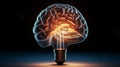 Brain inside of light bulb on black background Royalty Free Stock Photo