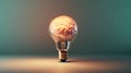 Brain inside of light bulb on gradient background Royalty Free Stock Photo
