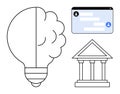 Brain-Inspired Lightbulb with Chat Interface and Ancient Building Column Design Royalty Free Stock Photo