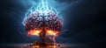 Brain inter-connected with the universe - conceptual digital art Generative AI