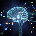 Of a brain through interconnected colorful nodes and lines representing Royalty Free Stock Photo