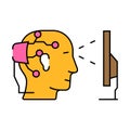 brain interface device future technology icon color illustration