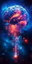 Brain with interstellar connections symbolizing complex neural networks against a cosmic backdrop