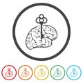 Brain with key glyph ring icon Royalty Free Stock Photo