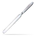 Brain knife. Double-edged knife with a long a flat, rounded blade at the end. Surgical instrument. Vector illustration