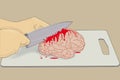 Brain with knife