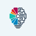 Brain & lamp logo vector design Royalty Free Stock Photo