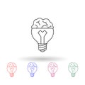 Brain lamp multi color icon. Simple thin line, outline vector of idea icons for ui and ux, website or mobile application Royalty Free Stock Photo