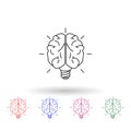 Brain lamp multi color icon. Simple thin line, outline vector of idea icons for ui and ux, website or mobile application Royalty Free Stock Photo