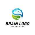 Brain with Leaf, Creative mind with Nature, learning and design icons. People symbols. Colorful Icon