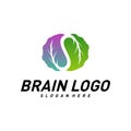 Brain with Leaf, Creative mind with Nature, learning and design icons. People symbols. Colorful Icon