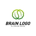 Brain with Leaf, Creative mind with Nature, learning and design icons. People symbols. Colorful Icon