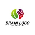 Brain with Leaf, Creative mind with Nature, learning and design icons. People symbols. Colorful Icon