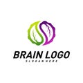 Brain with Leaf, Creative mind with Nature, learning and design icons. People symbols. Colorful Icon