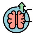 Brain level up icon vector flat